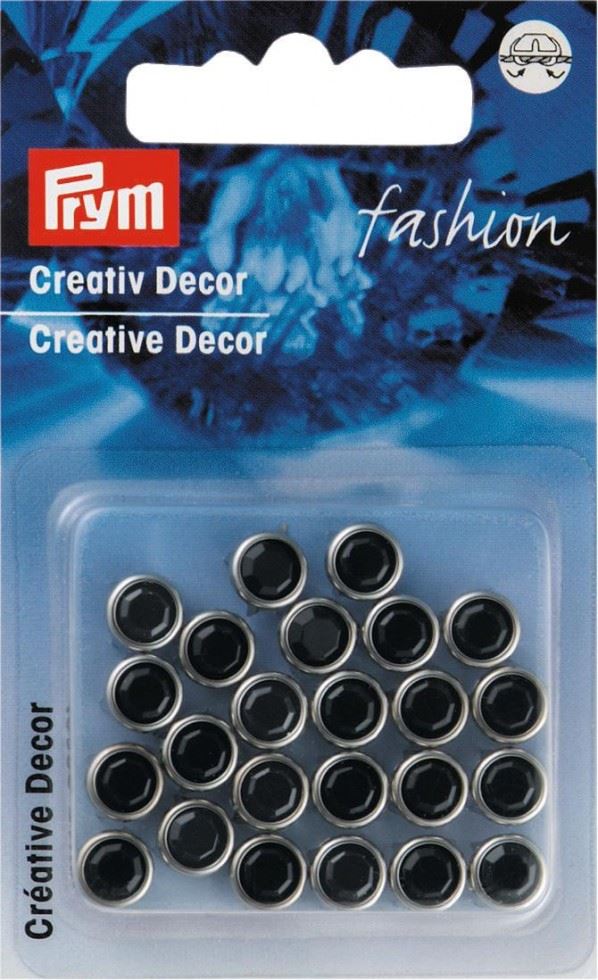 Prym Round Diamante Studs Black
 