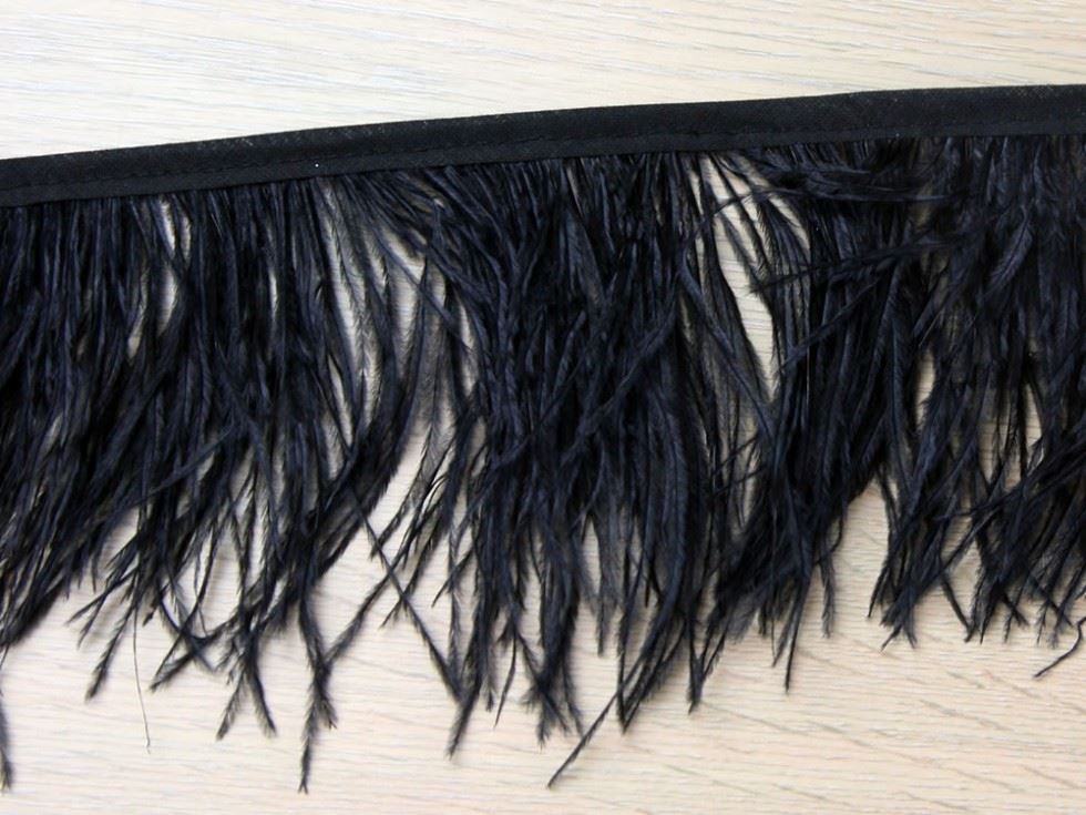 Ostrich Feather Fringe Trim Black
 