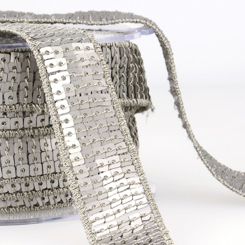 Stephanoise Sequin Trim Light Silver