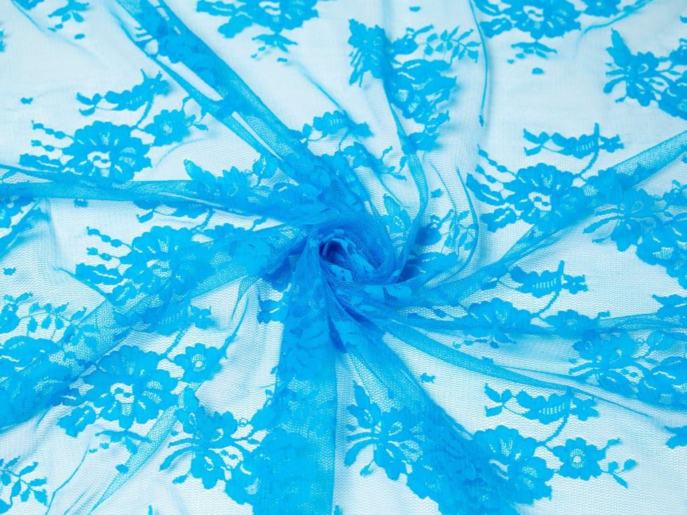 Turquoise Deadstock Chantilly Tulle Lace Fabric