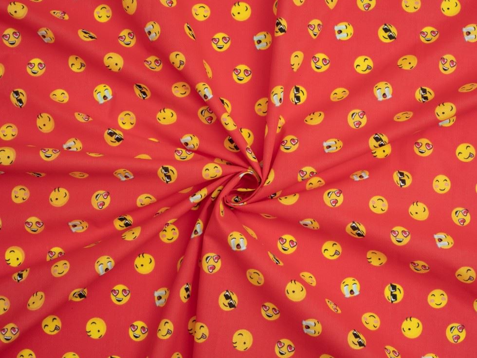 Red Printed Polycotton Fabric