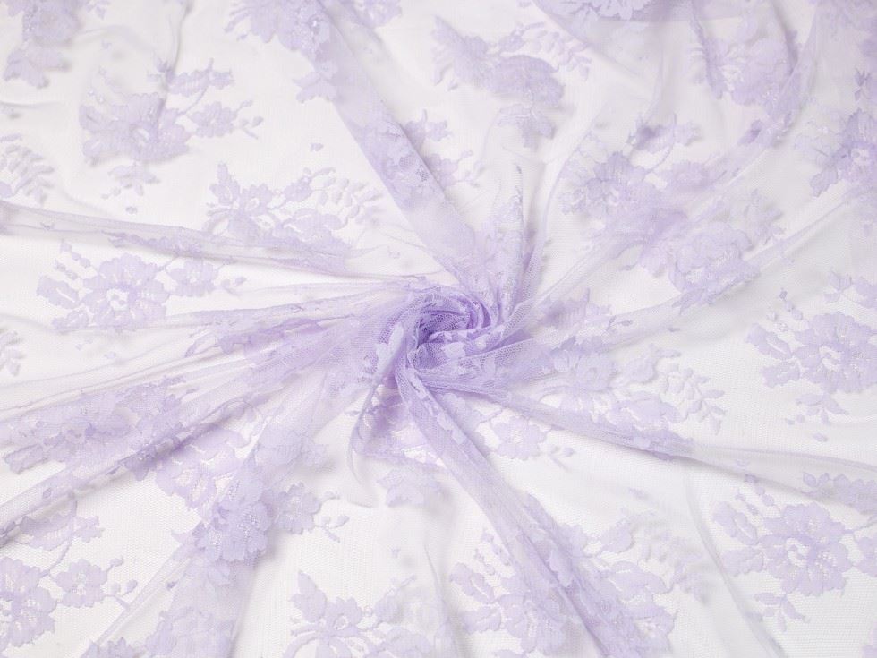 Light Lilac Deadstock Chantilly Tulle Lace Fabric