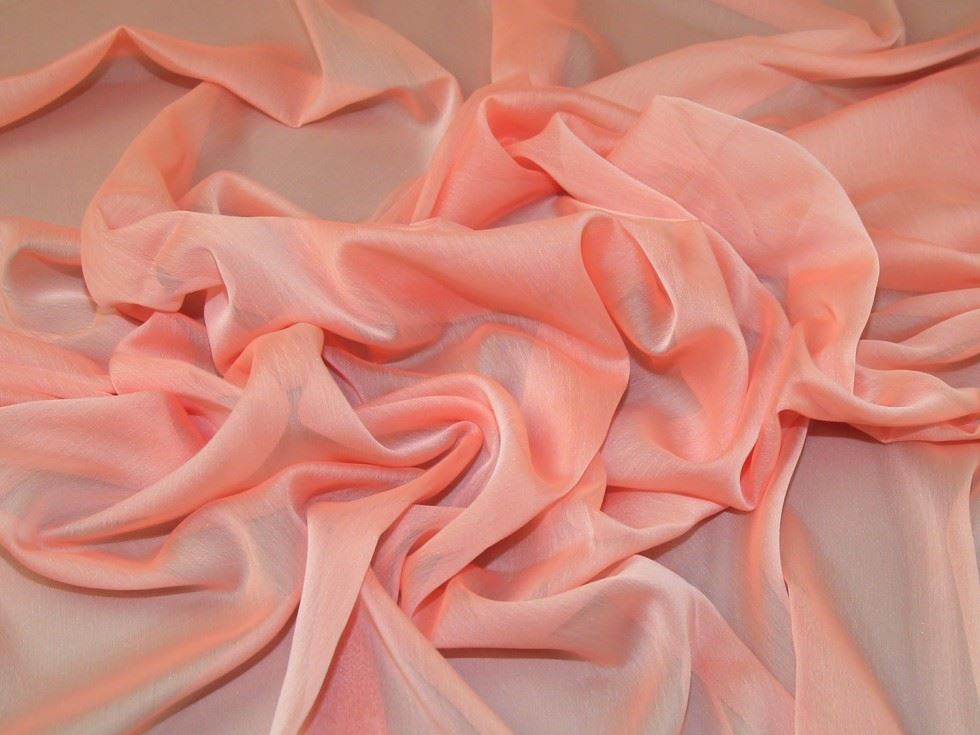 Minerva Core Range Coral Gemini Crinkle Sheer Chiffon Fabric