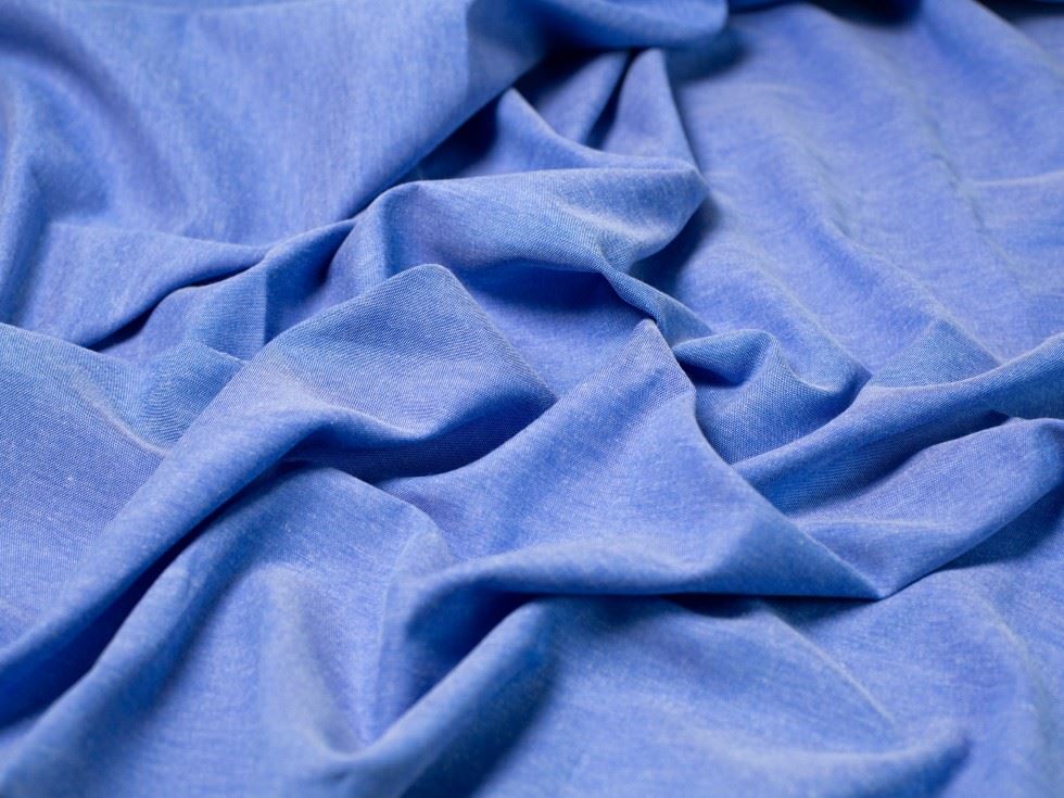 Minerva Core Range Polycotton Chambray Fabric Mid Blue
 