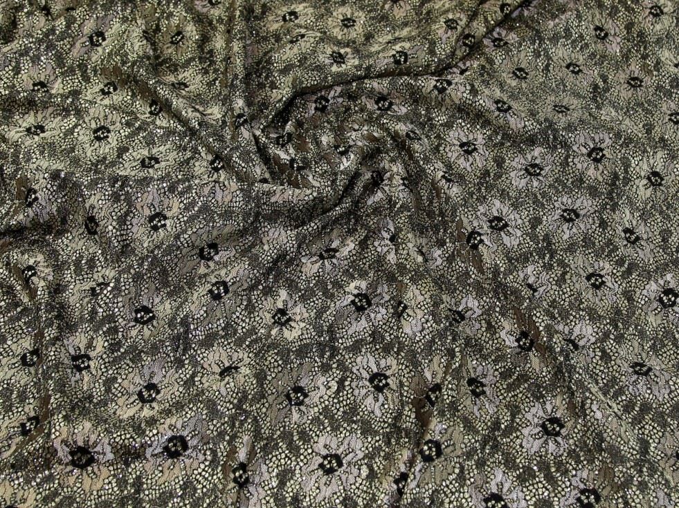Champagne Deadstock Glitter Satin Lace Fabric