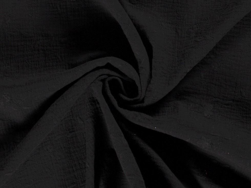Embroidered Cotton Double Gauze Fabric Black
 