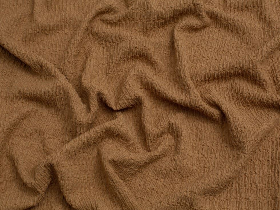 Minerva Core Range Popcorn Textured Stretch Knit Fabric Camel
 