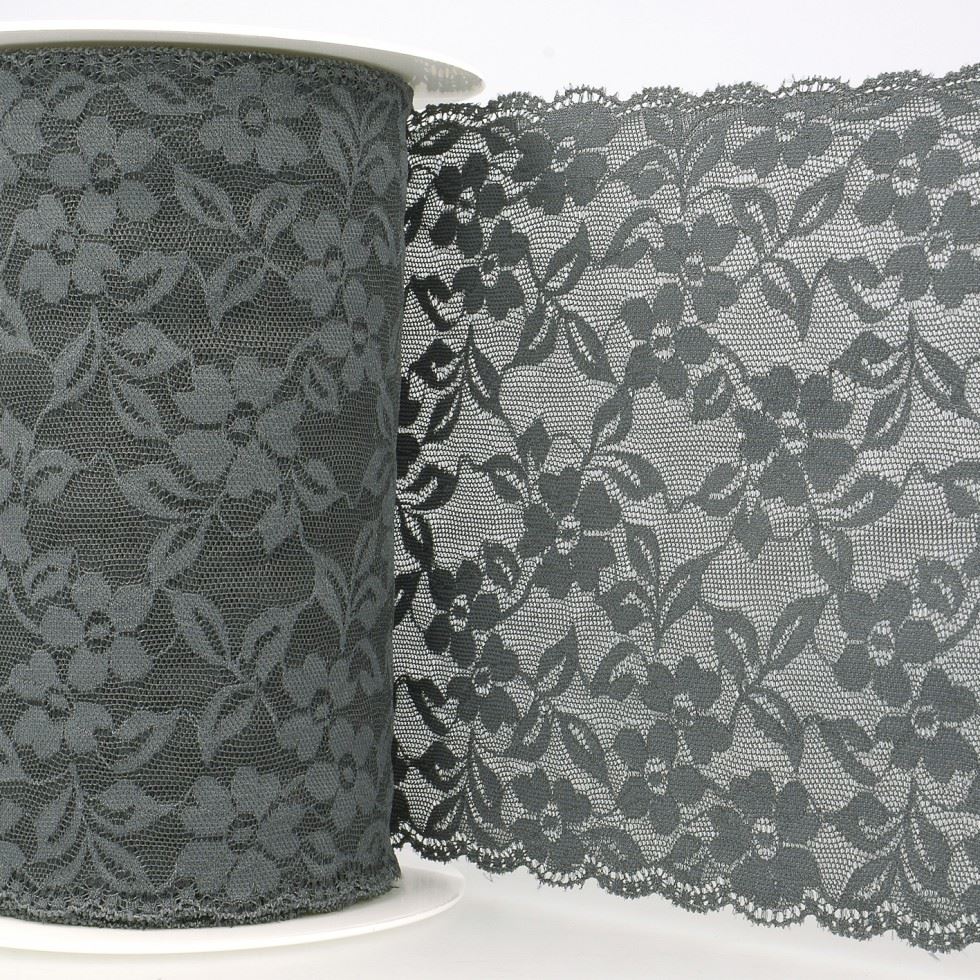 Stephanoise Grey Stretch Lace Trim