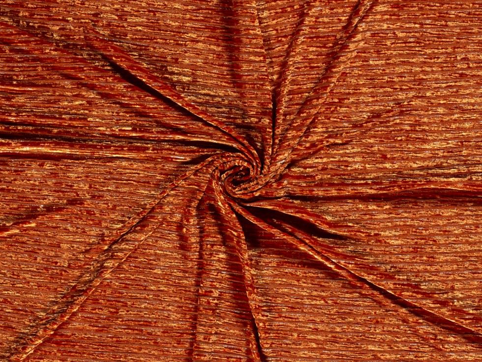 Lurex Burn Out Velvet Stretch Knit Fabric Rust
 