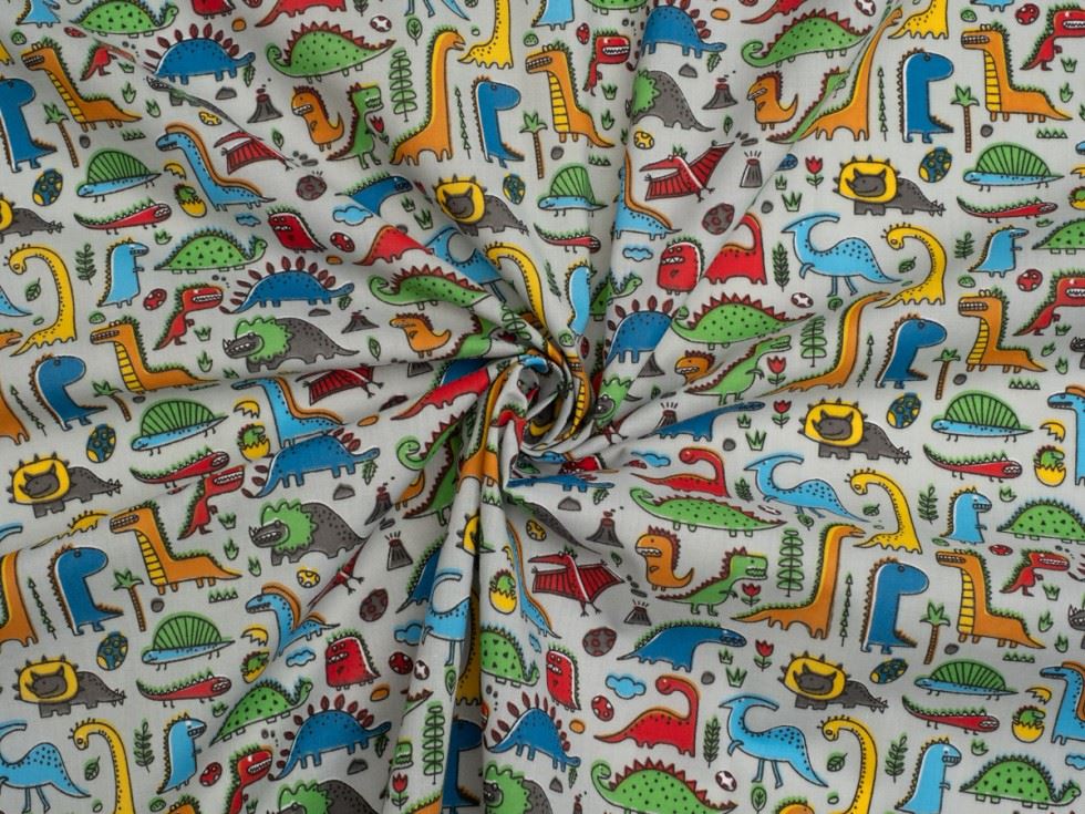 Grey Printed Polycotton Fabric