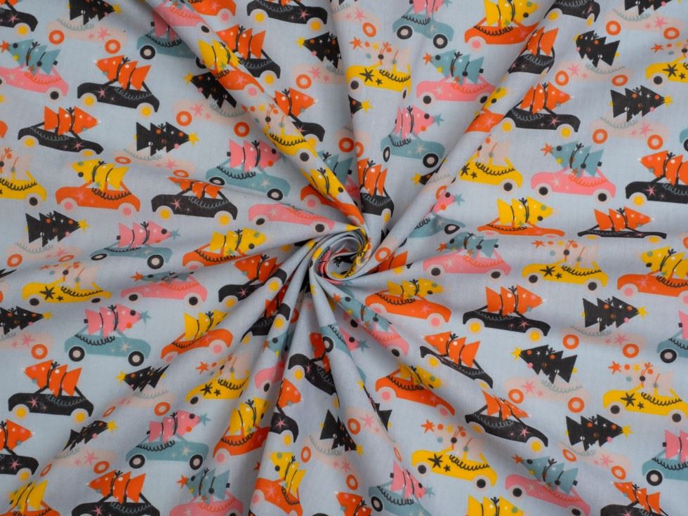 Grey Printed Polycotton Fabric