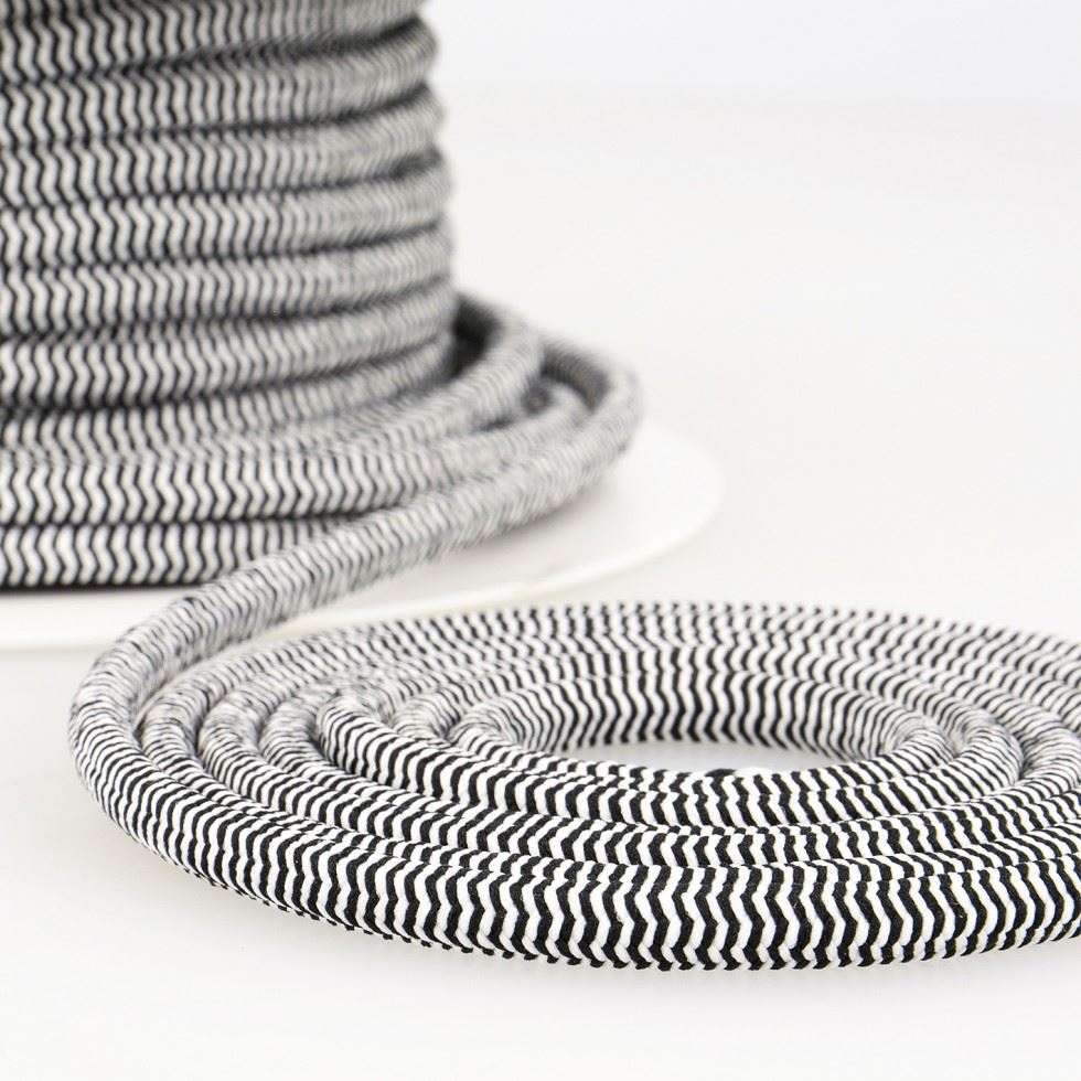 Stephanoise Round Elastic Cord Black White