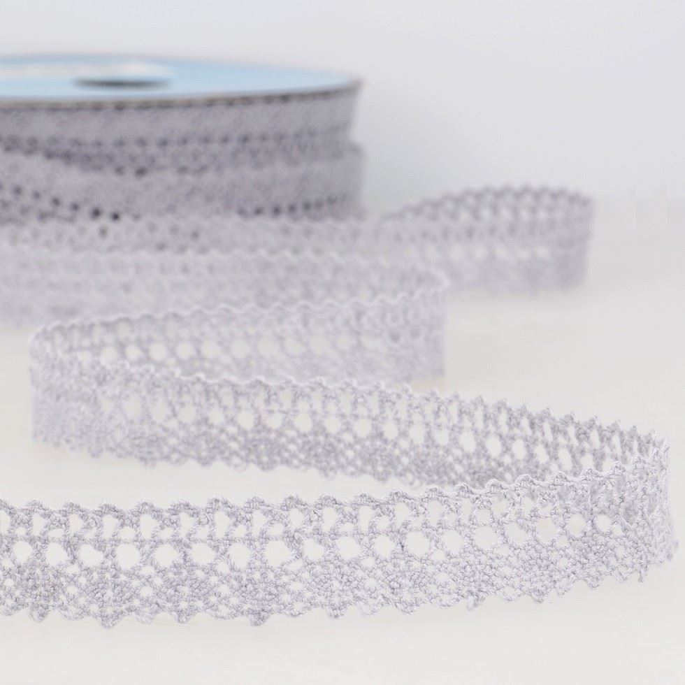Stephanoise Cotton Lace Trim Grey