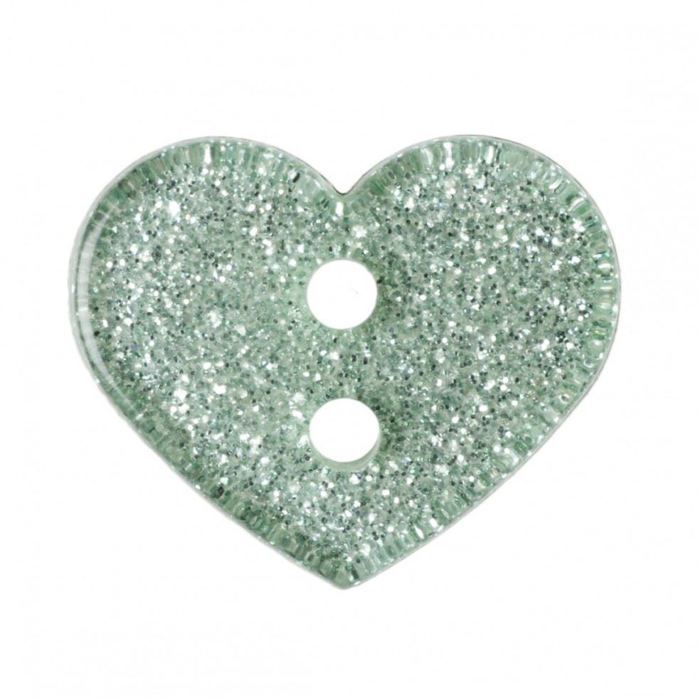 Trimits Light Green Heart Glitter Buttons (Value Pack)