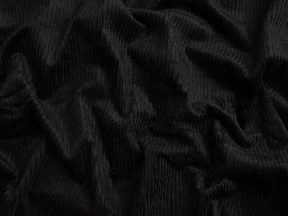 Minerva Core Range 6 Wale Stretch Woven Jumbo Cord Fabric Black
 