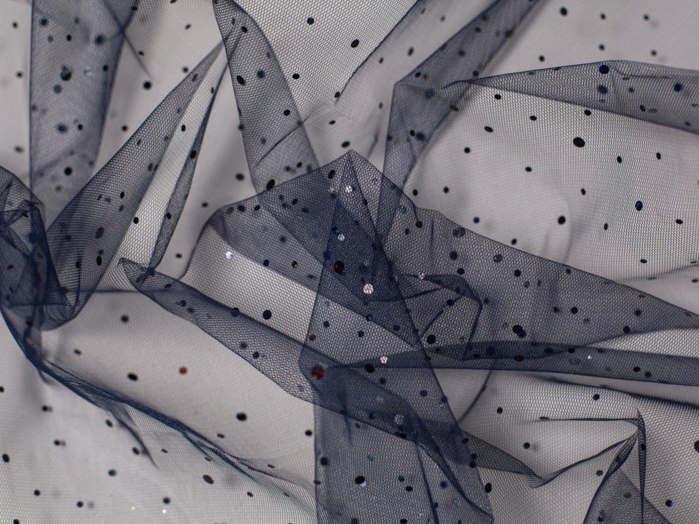 Minerva Core Range Midnight Sequin Tulle Net Fabric