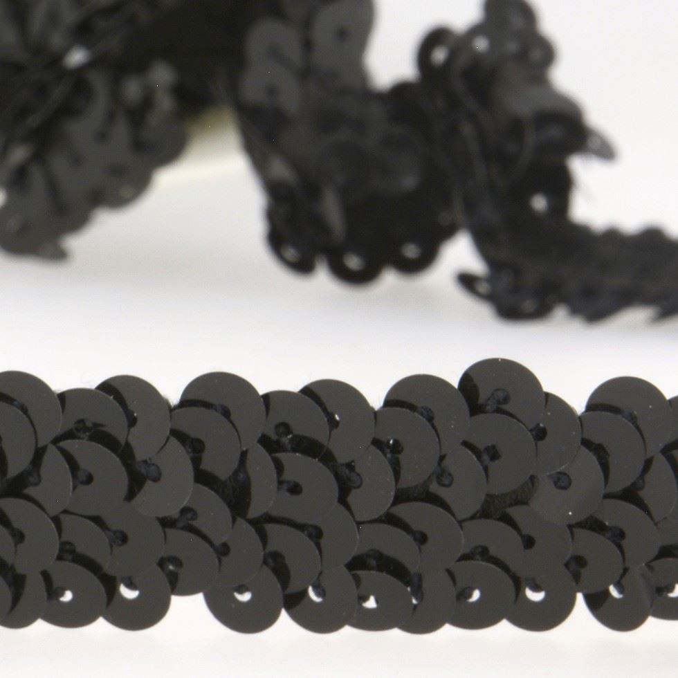 Stephanoise Stretch Sequin Trim Black