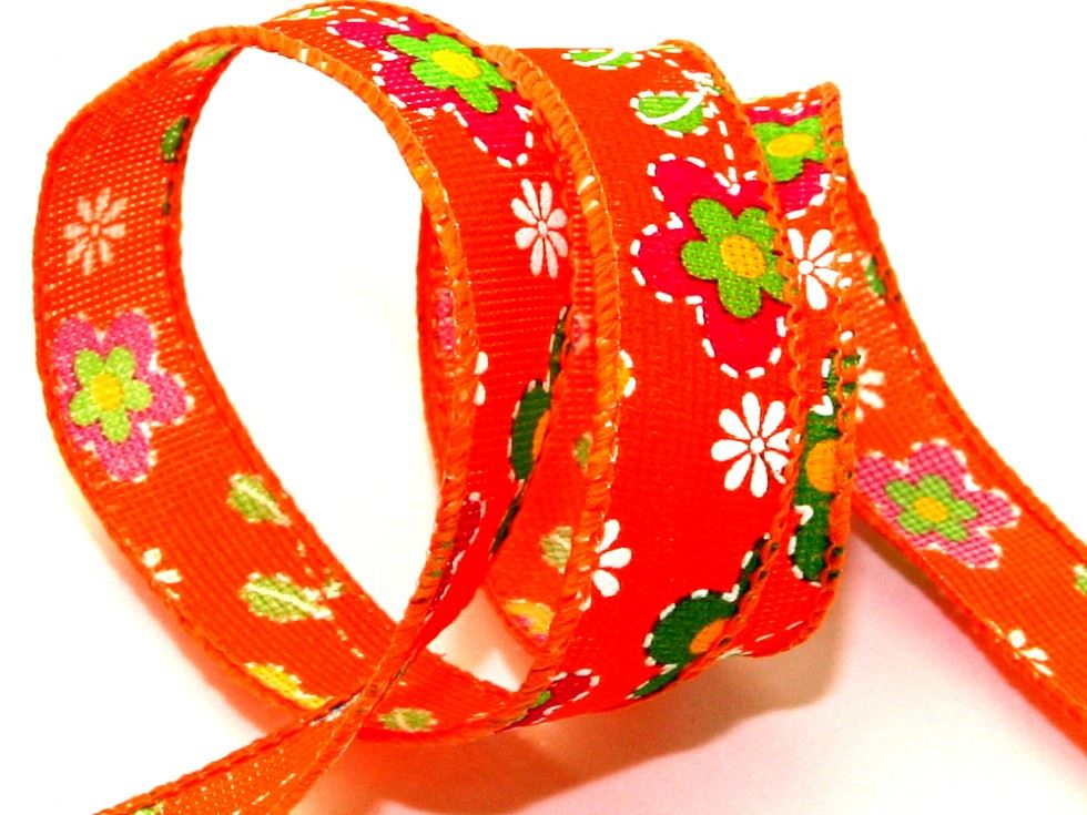 Orange Rustic Flower Ribbon