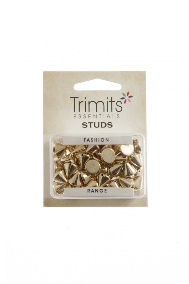 Trimits Cone Sew On Metal Studs (Value Pack Of 5) Gold