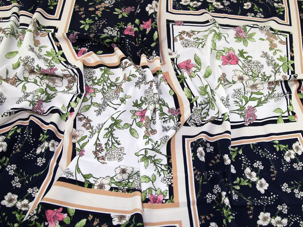 Multicoloured Deadstock Soft Polyester Crepe Fabric