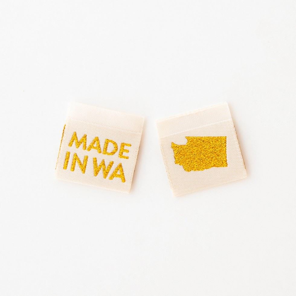 Sarah Hearts Made In My State Gold Woven Labels Washington
 