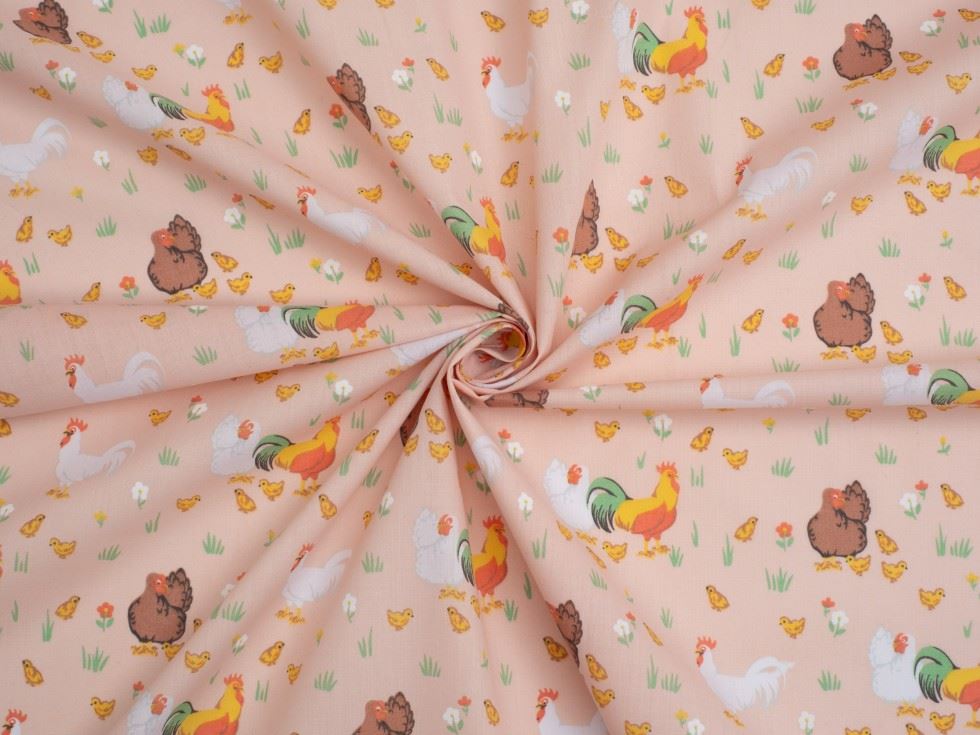Peach Printed Polycotton Fabric