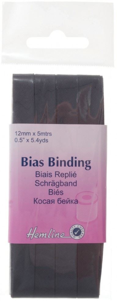 Hemline Mid Grey Polycotton Bias Binding Tape