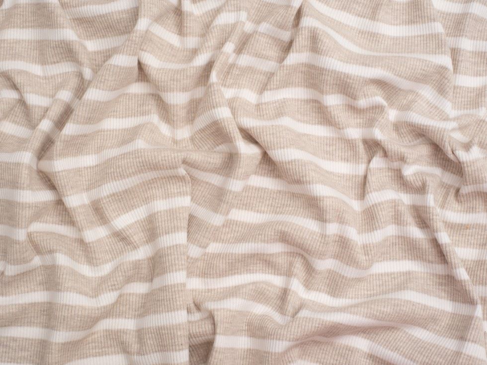 Yarn Dyed Heavy Cotton Rib Stretch Knit Fabric Ecru