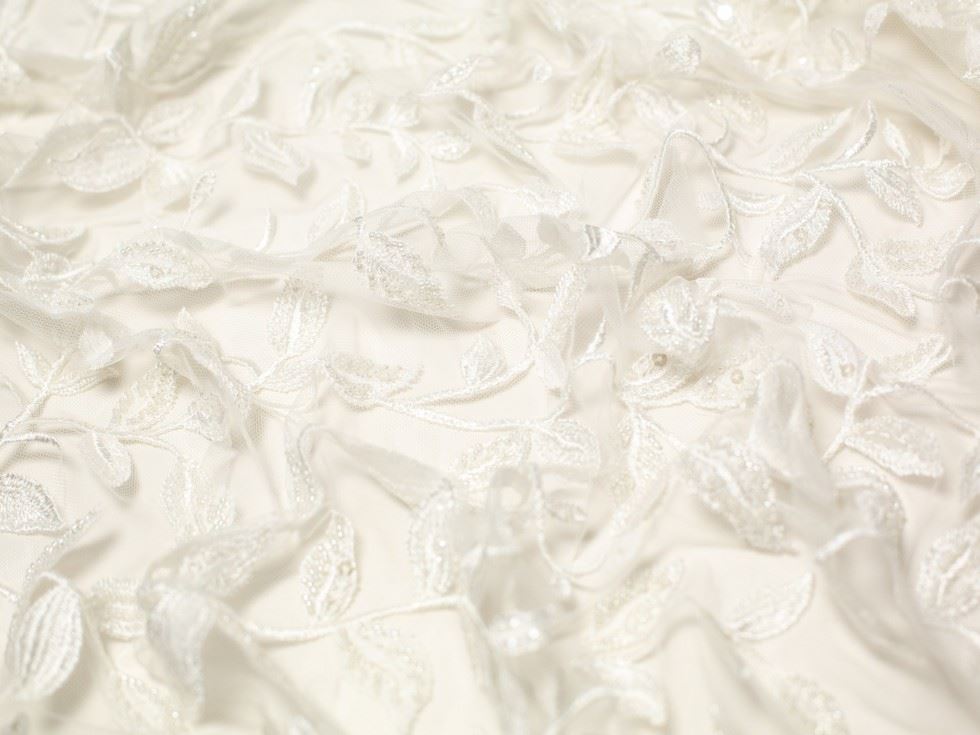 Minerva Core Range Porcelain Roxanne Beaded Lace Fabric