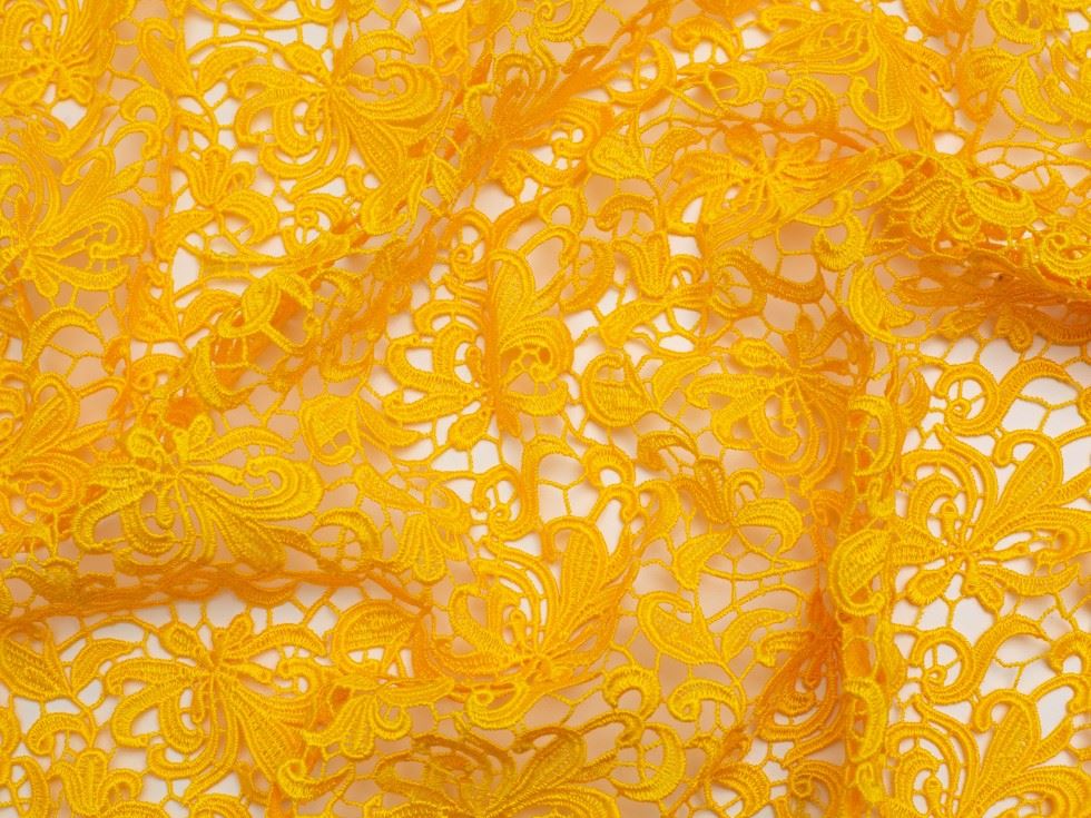Minerva Core Range Yellow Heavy Guipure Lace Fabric