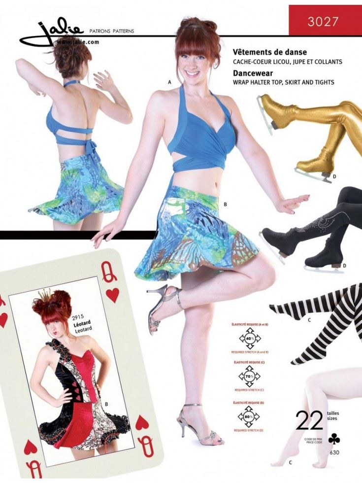 Jalie Sewing Pattern 3027 Wrap Top Tights & Spiral Skirt