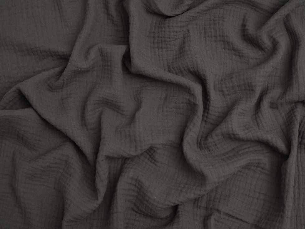 Minerva Core Range Anthracite Cotton Double Gauze Fabric