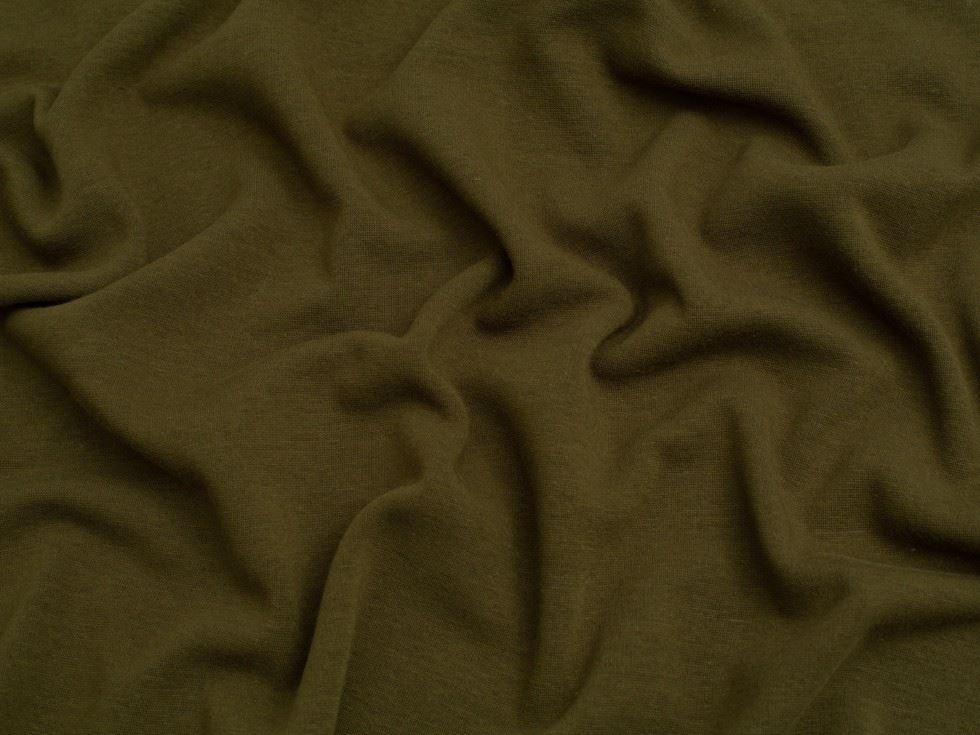 Minerva Core Range Fur Back Sweatshirt Stretch Knit Fabric Olive Green