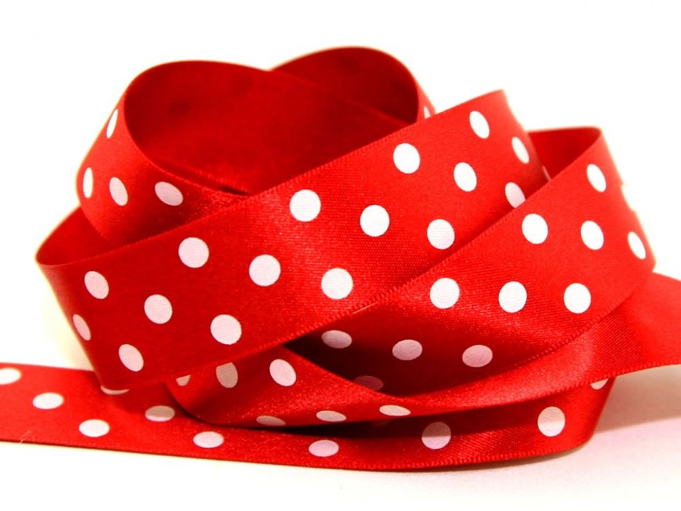 Berisfords 15 Red Polka Dot Ribbon (Value Roll)
