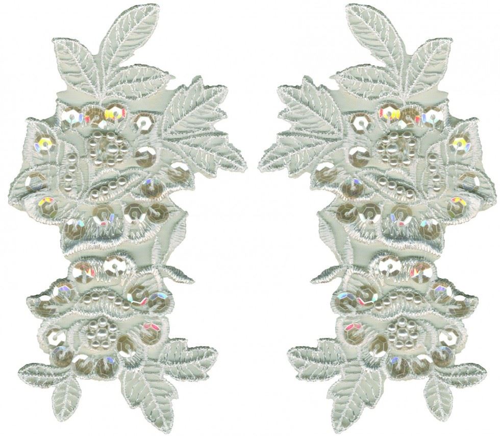 Simplicity Bead Sequin Patch Motif White