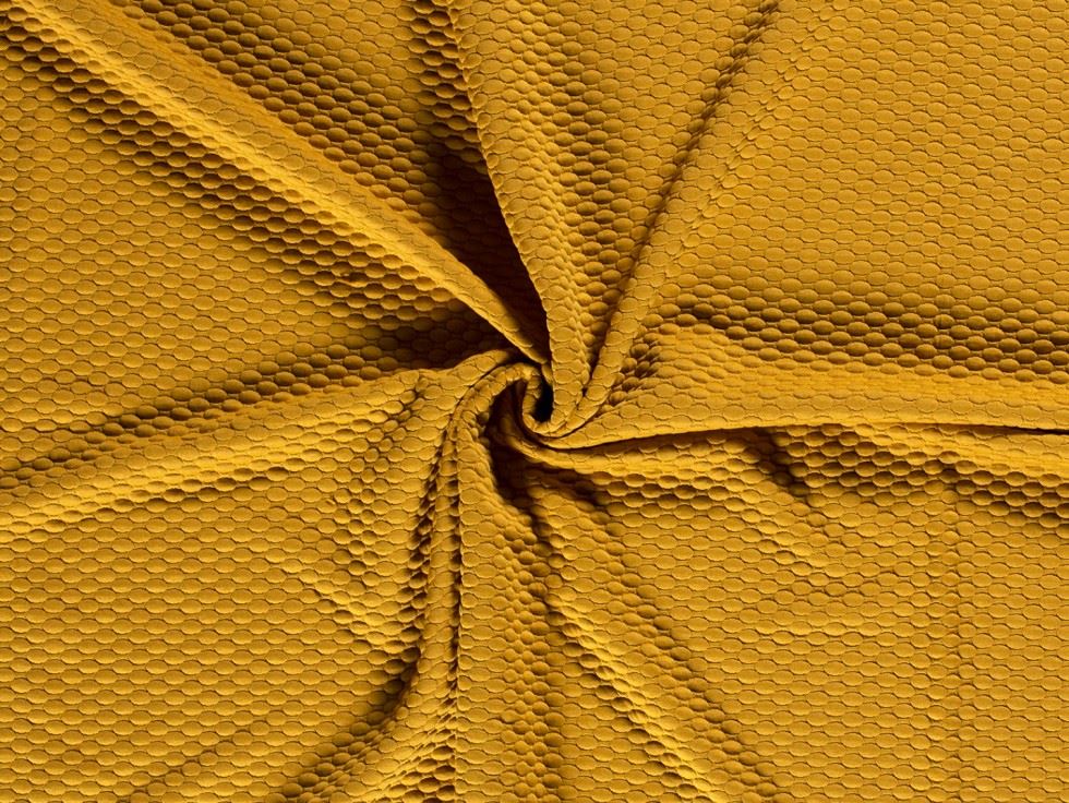 Jacquard Textured Stretch Knit Fabric Ochre
 