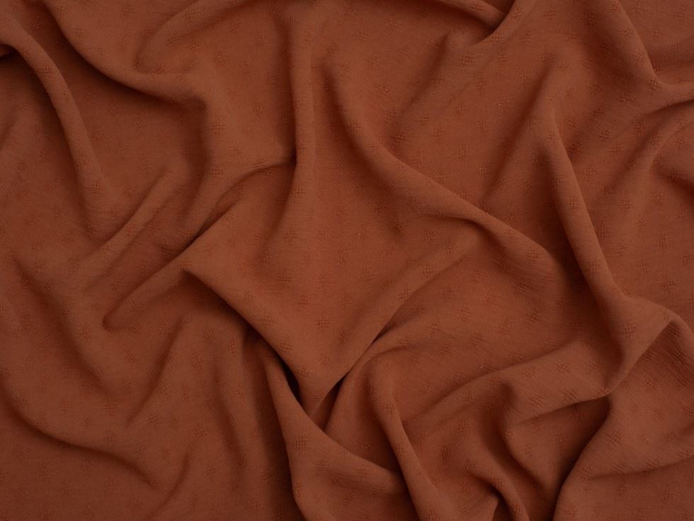 Minerva Core Range Dobby Ocean Washed Stretch Woven Crepe Fabric Terracotta
 