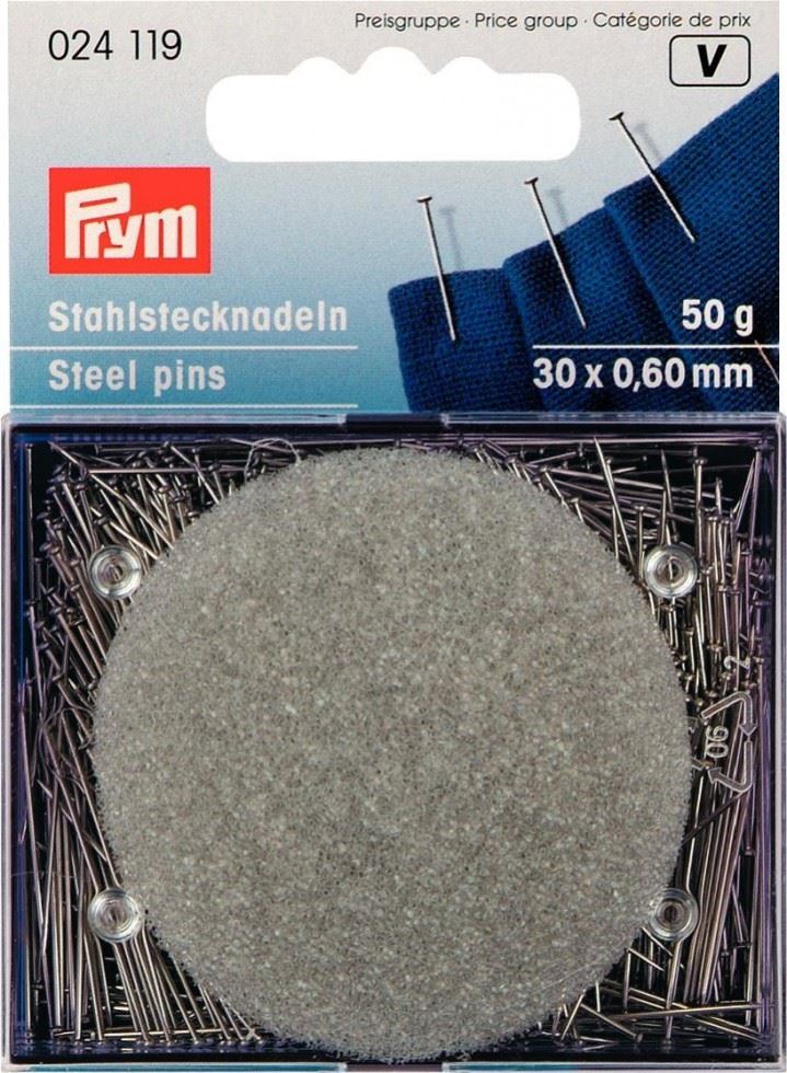 Minerva Hardened Tempered Steel Pins Silver Steel/Silver Prym 24119