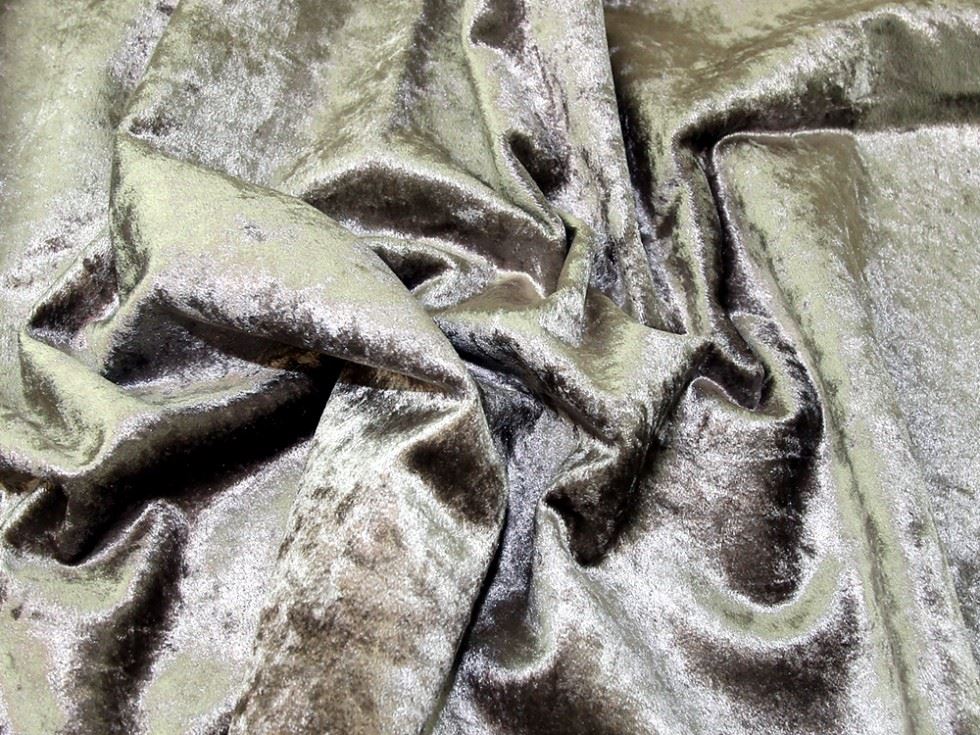 Deadstock Heavy Crushed Velvet Stretch Knit Fabric Mink
 