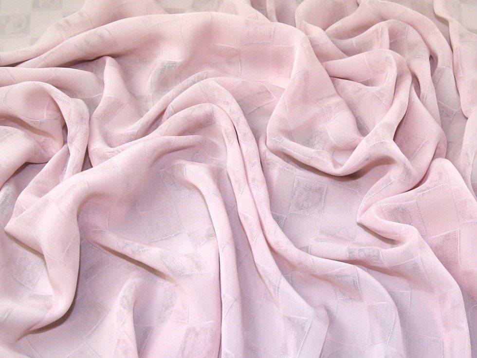 Rose Pink Deadstock Squares Voile Fabric