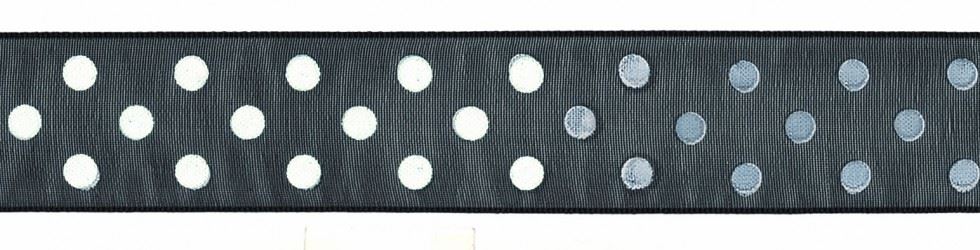 Berisfords 10 Black Sheer Dots Organza Ribbon