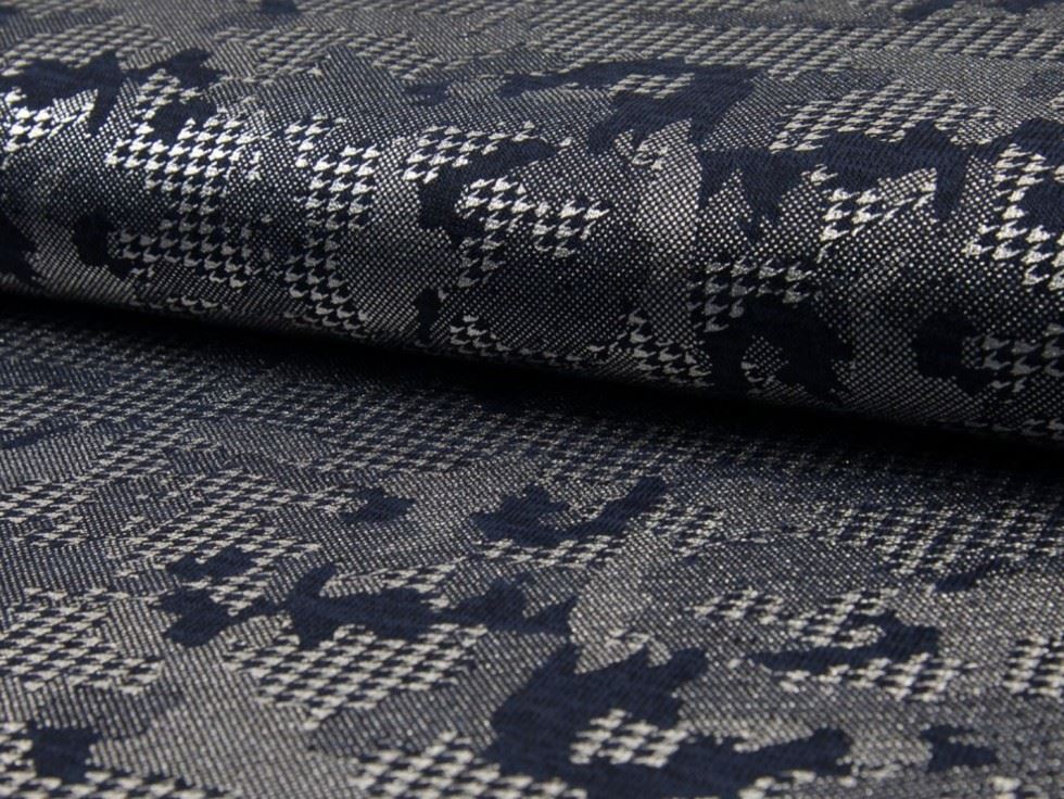 Deadstock Metallic ITY Silky Stretch Knit Fabric Navy Blue
 