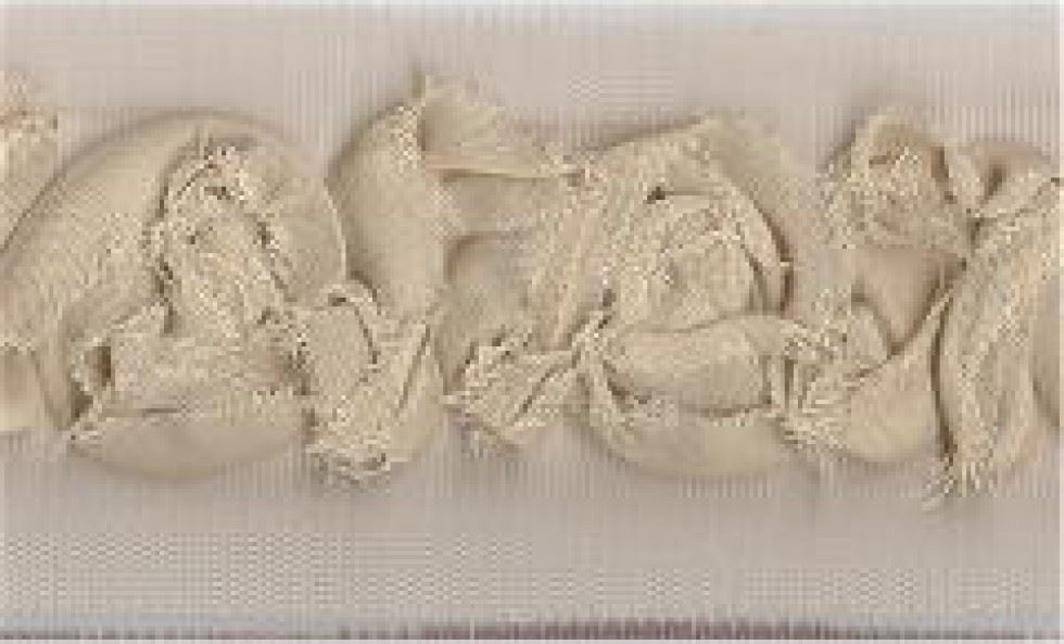 Beige Chiffon Flowers Trim