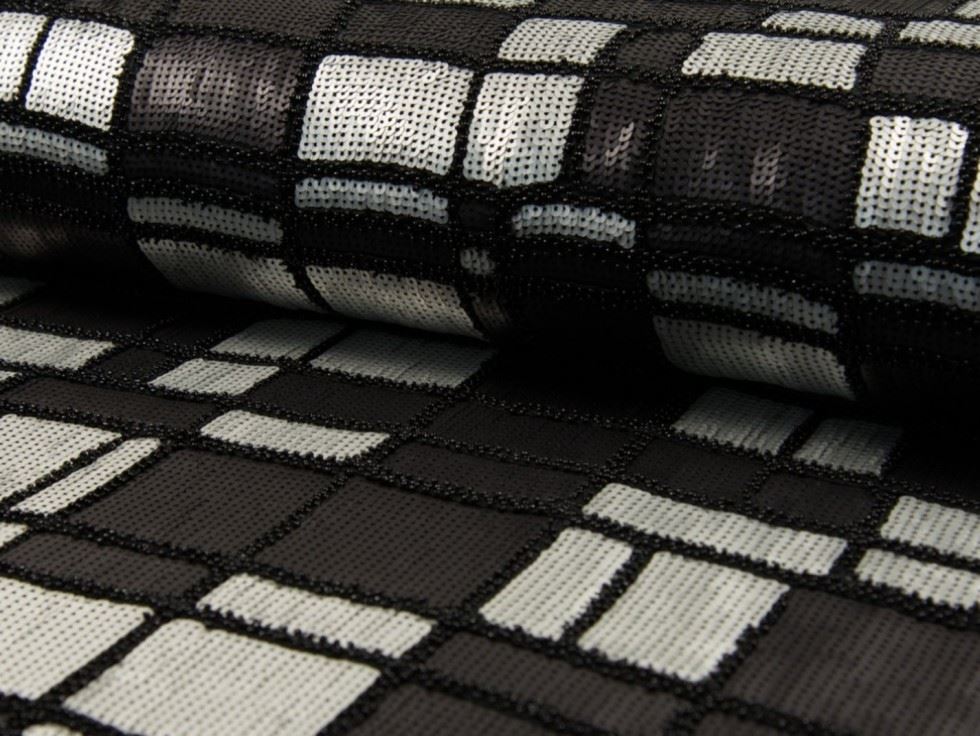 Deadstock Sequin Mesh Fabric Black & Silver
 