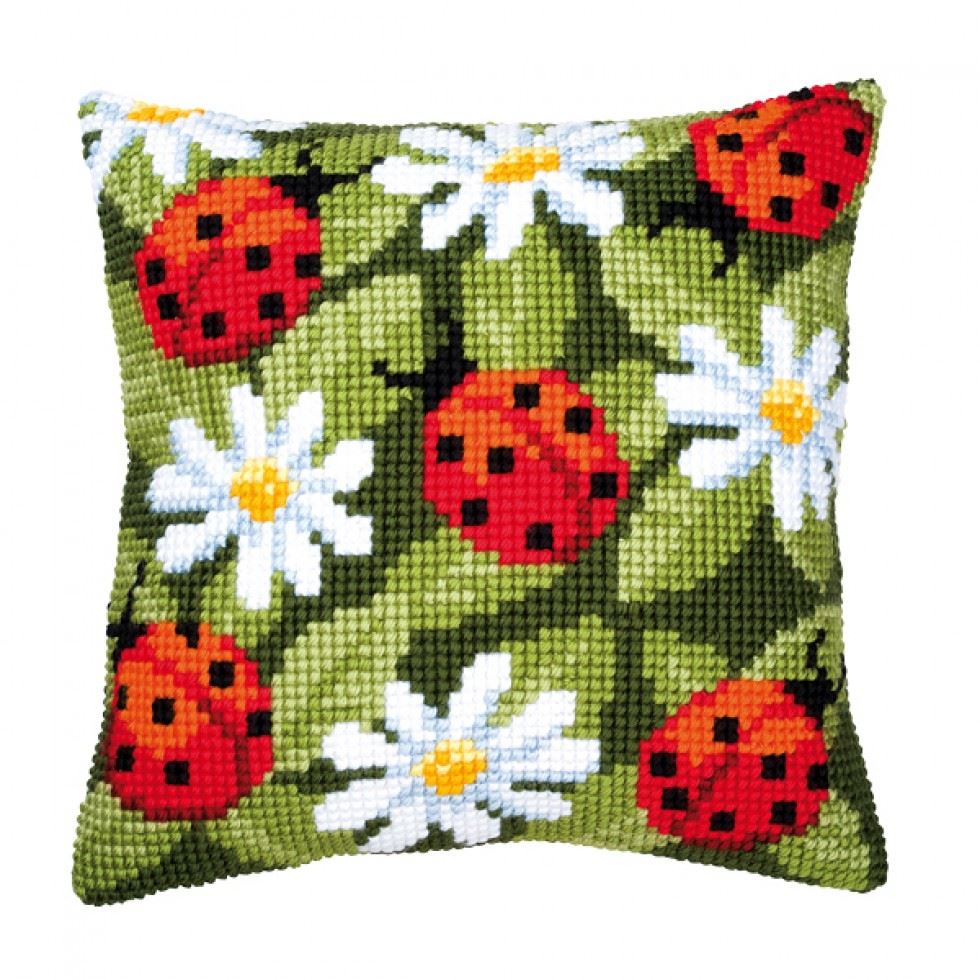 Vervaco stamped cross stitch kit cushion Ladybirds, DIY - Image 4