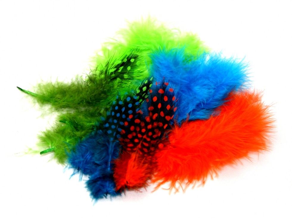Marabou Guinea Feathers Vivid Mix
 