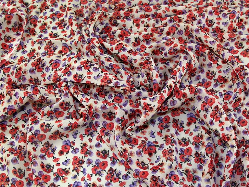 Coral Deadstock Viscose Sheer Chiffon Fabric