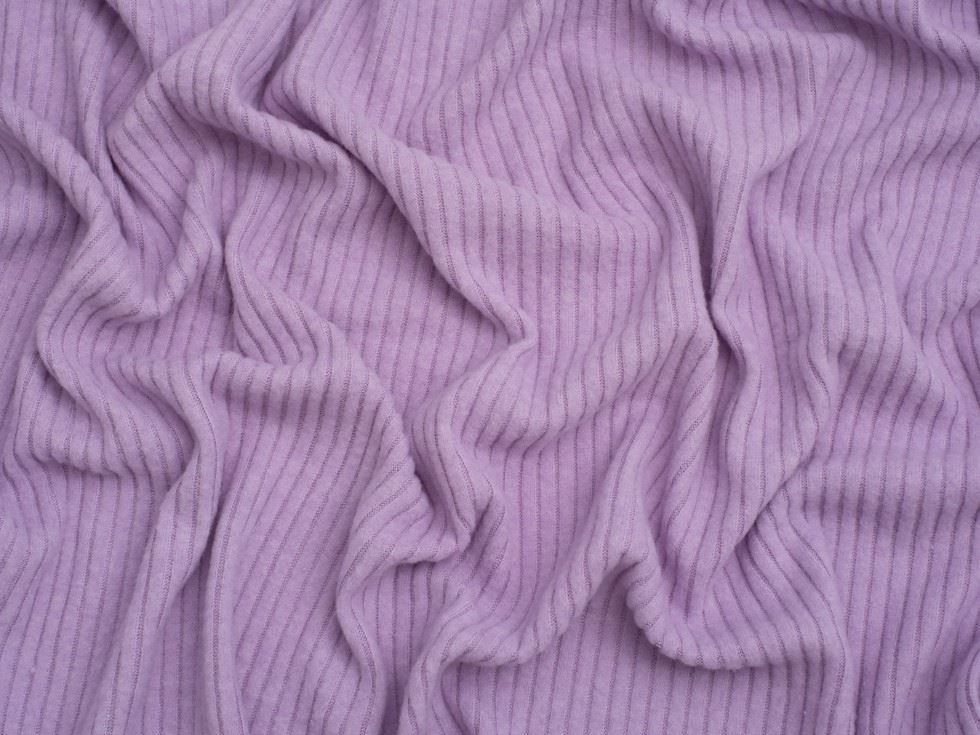 Minerva Core Range Lilac Brushed Texture Rib Stretch Knit Fabric