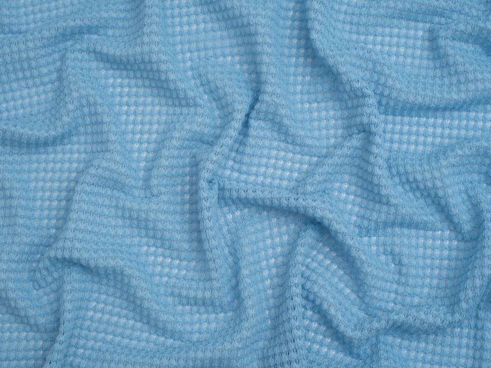 Minerva Core Range Crochet Lace Stretch Sweater Knit Fabric Blue
 