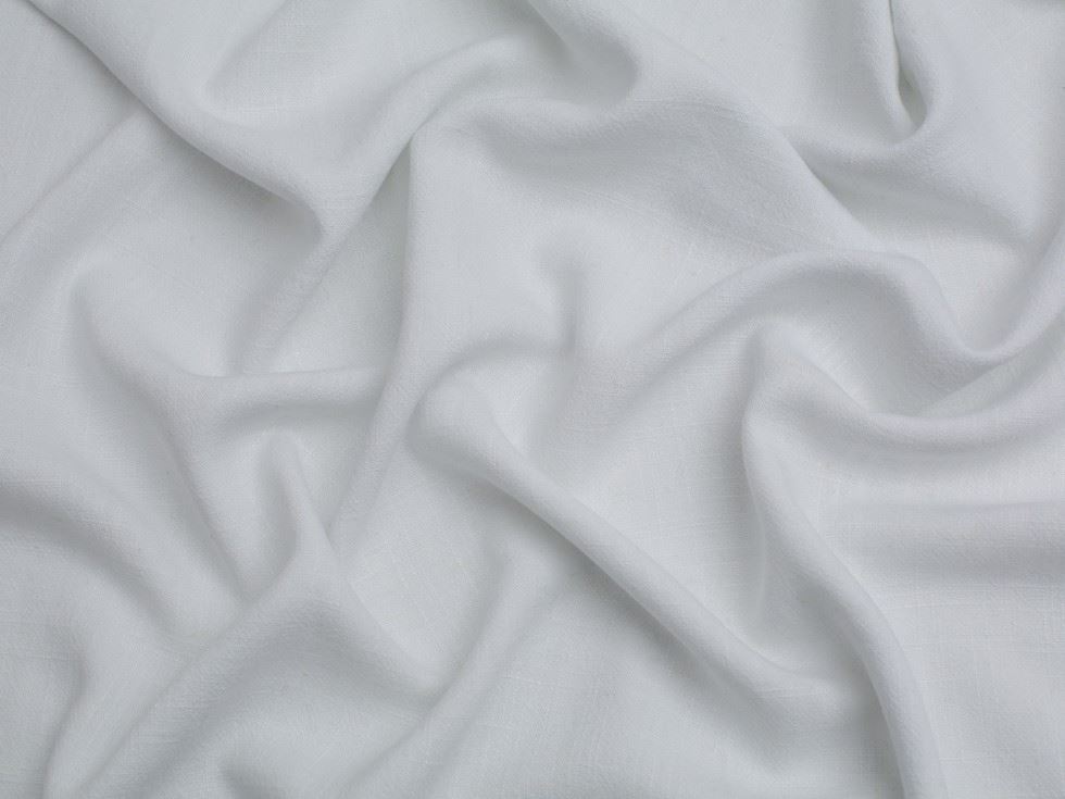 Minerva Core Range White Textured Viscose Linen Noil Fabric